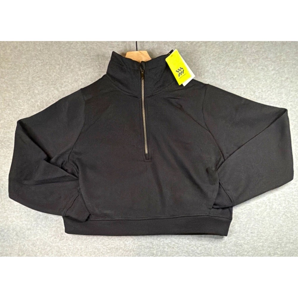 All in Motion Core Fleece 1/2 Zip Cropped Boxy Sweatshirt in Black - Women's XXL